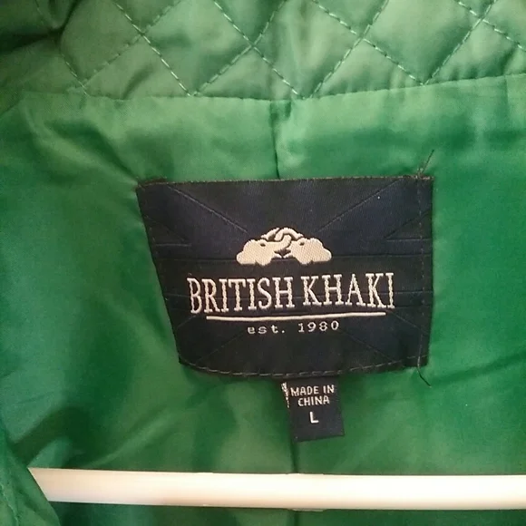 British Khaki Green Quilted Vintage Vest - Picture 3 of 7